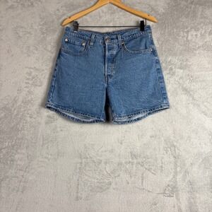 Levi's 501 Mid Thigh Denim Shorts Wash Blue Denim High Rise Shorts Size 30